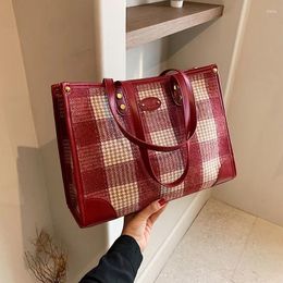 Waist Bags Korean Style Commuter's All-Matching Large Capacity Briefcase Bag Women's 2024 Color-Contrast Cheque Tote Fashion Shoulde