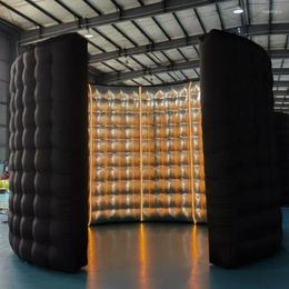 Party Decoration SAYOK Commercial Inflatable Circle Wall Po Booth Backdrop With Air Blower For Wedding Exhibition Event