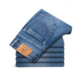 Men's Jeans 2024 Spring Men Blue Stretch Slim Fit Business Anti-theft Zipper Design Regular Denim Trousers Male Brand Clothing