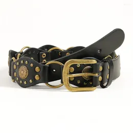 Belts Spicy Girl Rivet Retro American Millennium Style Spliced Wide Belt Personalised Trendy Jeans Y2K