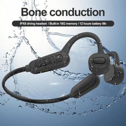 Earphones TWS Swimming Bone Conduction Headphones IPX8 Waterproof Bluetooth Wireless Diving Headset 16GB MP3 Stereo Music Sports Earphones