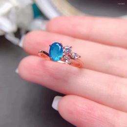 Cluster Rings FS Natural High Quality Blue Opal Geometry Ring S925 Pure Silver Fine Fashion Charm Wedding Jewellery Women MeiBaPJ