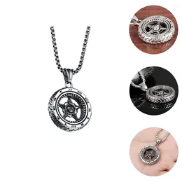 Pendant Necklaces Tire Necklace Home Gifts For Family Male Wheel Chain Presents Men Jewelry Titanium Steel Household