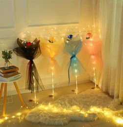 Valentines Day LED Balloon Light Luminous Bobo Ball Flashing lights Rose Bouquet Gift for Birthday Party Wedding Decorationa024900010