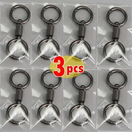 Keychains 1/3pcs Round Retractable Spring Key Chain Metal Ring Clasp Buckle Carabiner Keychain Waist Belt Clip Polished Keyring Hook