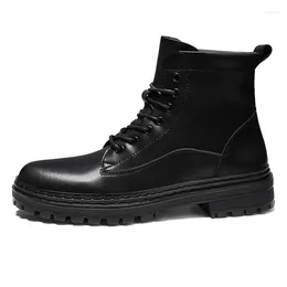 Boots Men's 2024 Autumn Winter Designer Vintage British Leather Boot Male Fashion Casual Black Platform Shoes For Men