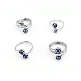 Stainless Steel Blue Evil Eye Finger Band Rings For Women Gift Turkish Lucky Open Ring Drop Delivery Otkej