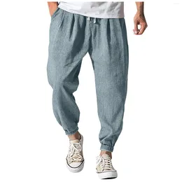 Men's Jeans Mens Casual Loose Comfortable Pants Cotton Linen Buttons Trousers Outdoor Overalls Lightweight Hiking Pantalones