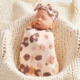 Blankets Born Swaddle Blanket And Headband Hat Set Boys Girls Cotton Baby Wrap Pography Props 80x80cm Size Infant Sleeping