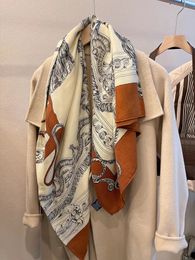 HIGH-END 70% Wool 30% Silk Blended Scarf Hand Hem Rolled Edges 140*140cm Pashmina 55''x55'' Wrap Winter Warm Blanket 240112