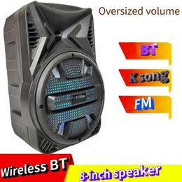 Speakers 8 Inch Bass Speaker Wireless Bluetoothcompatible Subwoofer Outdoor Column Music Player Sound System Loudspeaker FM Radio