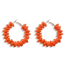 Dangle Earrings Fashionable Geometric Circular Hollow Orange Rice Bead Creative Exaggerated Wild Women's Jewelry Wholesale