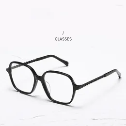 Sunglasses Frames Brand Style Acetate Large Frame Eyeglasses For Women Square Legs Wrapped With Leather Sweet Prescription Glasses