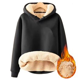 Fashion Men's Fleece Lined Hoodie Thicken Warm Solid Colour Hooded Sweatshirts Pullover Casual Tops Hoodies Clothing 240112