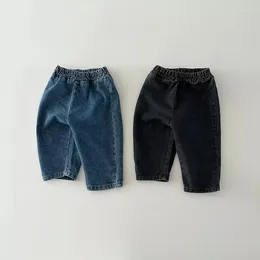 Trousers 2024 Spring Toddler Kids Pants Solid Colour All-match Baby Boys Jeans Korean Style Loose Casual Girls Denim