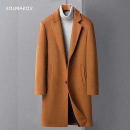 arrival long style winter jacket fashion High Quality Woolen Coat Men's Wool trench coat Men Dress Jacket Size M-4XL 240112