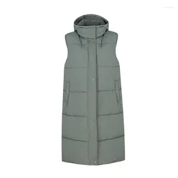 Women's Vests Long Cotton Vest Female Winter Hooded Down Big Yards Thickening Tank Top Coat In