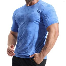 Men's T Shirts Sport Ice Silk Quick Dry T-Sleeves Summer Cool Breathable Round Neck Short Sleeve Athleisure Running Jersey Fitness Appare