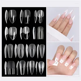 False Nails 24Pcs Transparent Fake Nail Patches Professional Artifical Tips French Wearable Art Stickers Manicure Decoration