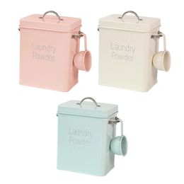 Laundry Washing Powder Storage Tin Box Light Large Grain Rice Organiser Container Sealed Box with Spoon Airtight Lid 240113