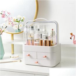 Storage Boxes 1/2 Tier Makeup Organiser Large Capacity Cosmetic Box Desktop Jewellery Nail Der Container For Drop Delivery Dhzvs