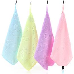 Towel Microfiber Embossed Square 25X25Cm Highly Absorbent Kids Promotional Handwash Drop Delivery Home Garden Home Textiles Dhpbh