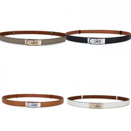 Mens designer belt thin womens belt solid color smooth leather cintura homme brown black plated gold buckle luxury belt for man designer