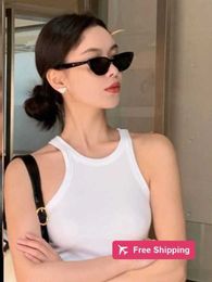 Designer Sunglasses Triangle cat's eye small face sunglasses for women with high sense ins black small frame sunscreen style po sunglasses HV96