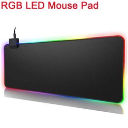 Game mouse pad RGB LED game large desktop for surface felt keyboard computer accessories 240113