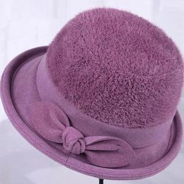 Berets Women Autumn Winter Plush Bucket Hats Middle Aged And Elderly Grandma Thickened Ear Protector Basin Caps Female Fisherman Hat