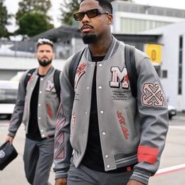 Cotton Embroidered Thick American Veste De Homme Jackets Heavy Baseball Jersey Industries Coat Men's and Women's Jacket 240113