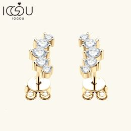 IOGOU D Colour Jewellery Yellow Gold Plated Ear Crawler Earrings for Women 925 Silver Curved Stud Accessories 240112