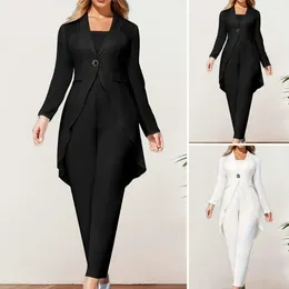 Women's Two Piece Pants Women Formal Jumpsuit Elegant Irregular Hem Coat Sleeveless Set For Commute Wear Casual Office