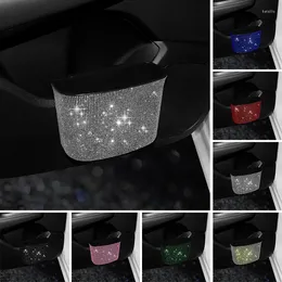 Interior Accessories 1pcs Bling Car Storage Bag Crystal Artificial Diamond Pocket Trash Can Organiser Container Box