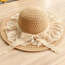 Wide Brim Hats Women Lace Sun For Straw Beach Side Cap Floppy Female Hat Solid Fringe Summer Chapeu