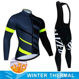 Pro team winter Cycling Jersey Set Bicycle Sportwear Suit MTB Uniform Ropa Ciclismo Road Bike Clothing Bicicleta Long Bib Pants 240112