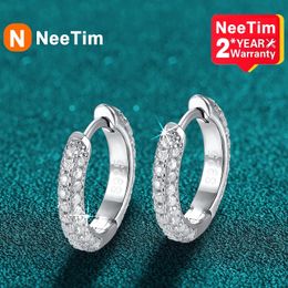 NeeTim Full Diamond Earrings 925 Sterling Silver with 18K Gold Plated Wedding Engagement Party Fine Jewelry for Women 240112