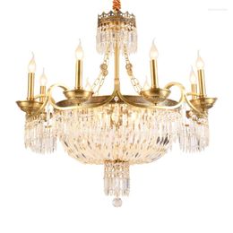 Chandeliers French Luxury All Copper Crystal Chandelier European Villa Living Room Dining Bedroom Pure Lighting