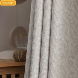thickened French light luxury cream curtain cloth solid color bedroom living room full blackout sunscreen cotton linen 240113
