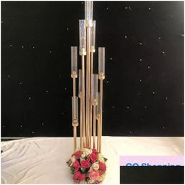 Candle Holders Top Metal Candlesticks Flower Vases Candle Holders Wedding Table Centrepieces Candelabra Pillar Stands Party Decor Road Dhrvm