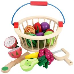 Wooden Toys Magnetic Cutting Fruit Vegetables Food Pretend Play Simulation Kitchen Role Play Educational Toys For Children Gifts 240112