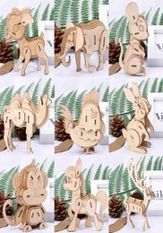 Laser Cutting Wooden 3D Puzzle Cute Animal Model Toys Assembly Wood Desk Decoration For Children Kids Gift PT0181796743