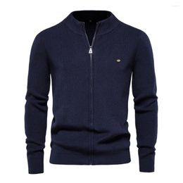 Men's Jackets 2024 Y2K Autumn Winter Mens Cardigan Street Casual High Quality Elegant Sweater Fashion Solid Color Zipper Men Knitted Top
