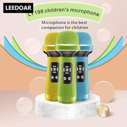 Microphones LEEDOAR LY198 Wireless Kids Karaoke Microphone with Speaker Portable Handheld Music Player for Home Party KTV Music Mic Show