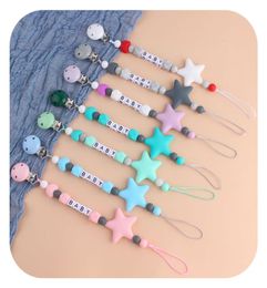 Baby Pacifier Clips Silicone Beads Star Clip Cute Soother Holder Infant Nipple Teether Newborn Chew Toys Feeding Accessories YFA305707066