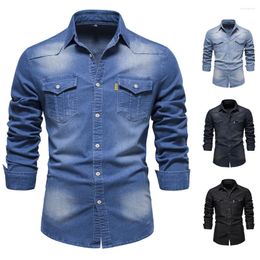 Men's Casual Shirts High Quality Cotton Denim Shirt Men Fashion Clothes Long Sleeved Jean For Camicia Camisas Vaqueras Para Hombre