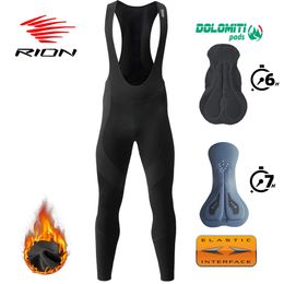 RION Cycling Pants Men Winter Thermal Bicycle Long Trousers MTB Clothes Bike Bib Tights Mountain Padded Bibs 6H 7H 240112