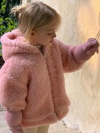 Jackets Girls' Lamb Wool Coat Autumn And Winter Children's Hoodie Loose Cardigan Cotton Padded Thickened Furry Sweater Zljg