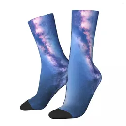 Men's Socks Milky Way Mountain Valley Starry Sky Men Women Funny Happy Galaxy Star Night Novelty Autumn Winter Stockings Gifts