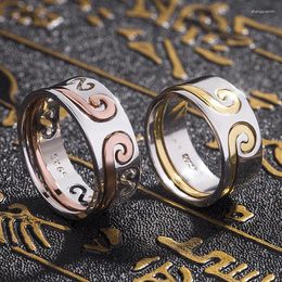 Cluster Rings HOYON Hollowed Out Tight Hoop Curse Two-in-one Couple Ring Opening Vintage Pair Jewelry For Women Men Valentine's Day Present